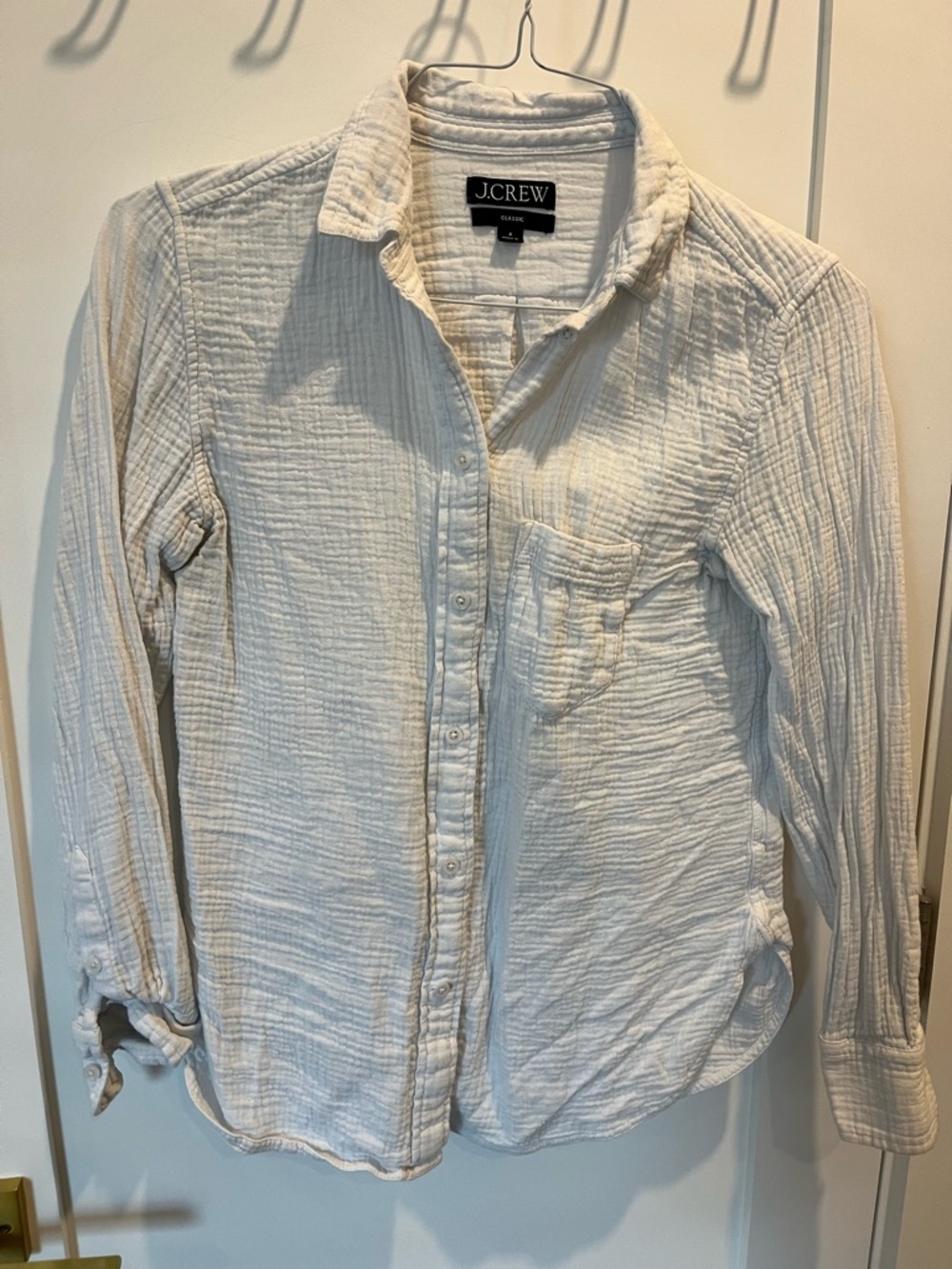 J. Crew Off-White Textured Cotton Button-Down Shirt